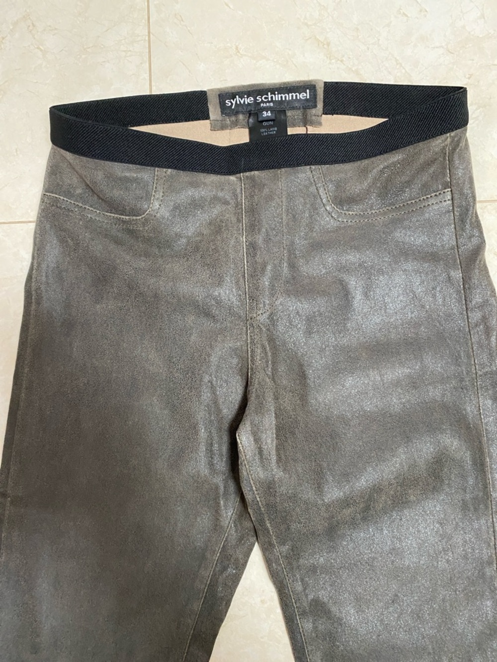 Sylvia Schimmel Paris Lamb Leather Pants Gun Colour 34
